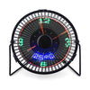 Creative Desktop Usb Luminous Clock Car Wrought Iron Flashing Word Desktop Fan